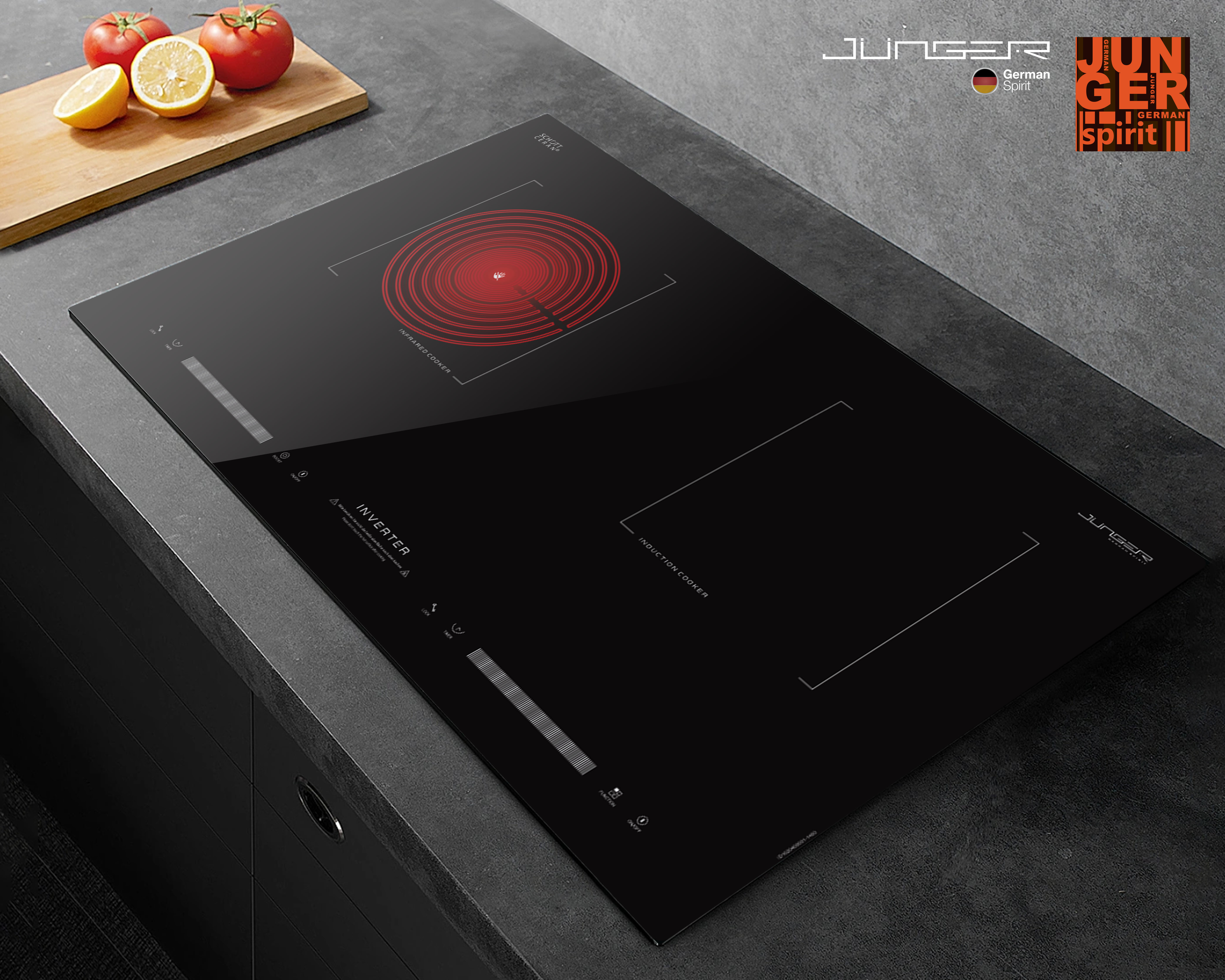 Bếp điện từ hồng ngoại Junger ID-16 được thiết kế 2 vùng nấu riêng biệt với kiểu dáng hiện đại chuẩn Đức nâng tầm không gian sống.