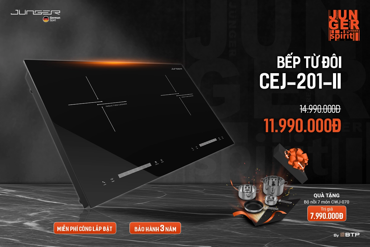 Ưu đãi giảm sâu 3 triệu khi mua bếp đôi Junger CEJ-201-II